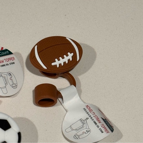 Target Bullseye Set of 3 Straw Toppers Sports Basketball Football Soccer - Picture 3 of 4